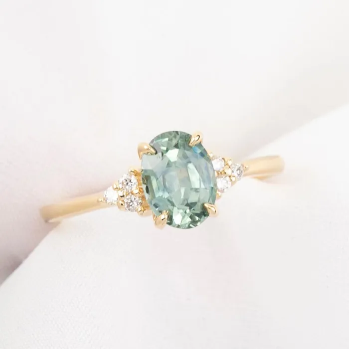 Envero Jewelry Rings Teresa Ring 188ct Blue Green Montana Sapphire 14k Yellow Gold One of a kind