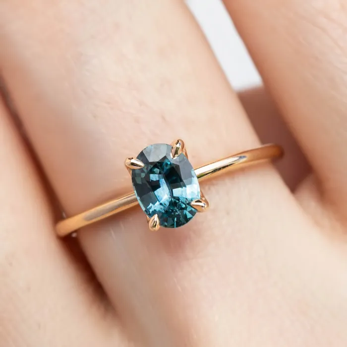Envero Jewelry Sara Ring 082ct Blue Green Montana Sapphire 14K Yellow Gold One of a kind Rings Envero Jewelry Sara Ring 082ct Blue Green Montana Sapphire 14K Yellow Gold One of a kind Rings