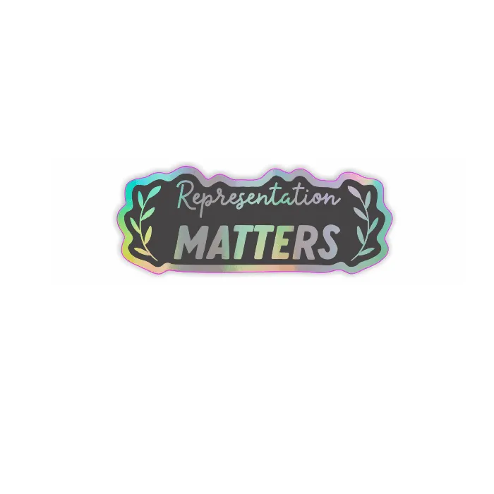 Fluffmallow Rings Representation matters holographic vinyl sticker black