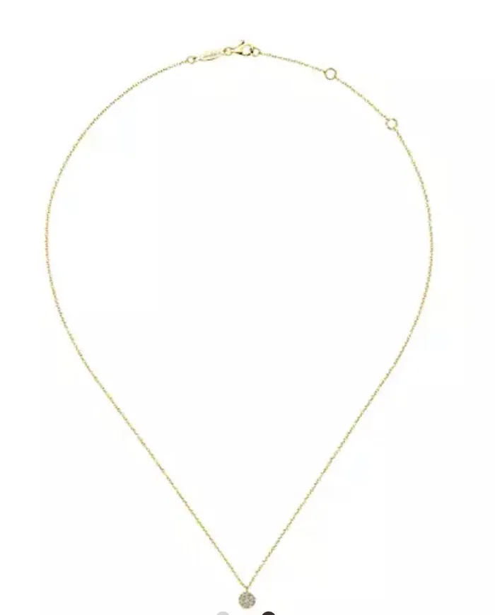 GABRIEL CO GABRIELCo14k yellow gold round pave Diamond disc pendant Necklace NK5332Y45JJ Necklaces