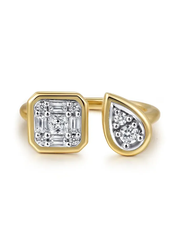 GABRIEL CO Rings GABRIEL Co14K White and Yellow Gold Diamond Open Ladies Ring LR52579M44JJ GABRIEL CO Rings GABRIEL Co14K White and Yellow Gold Diamond Open Ladies Ring LR52579M44JJ
