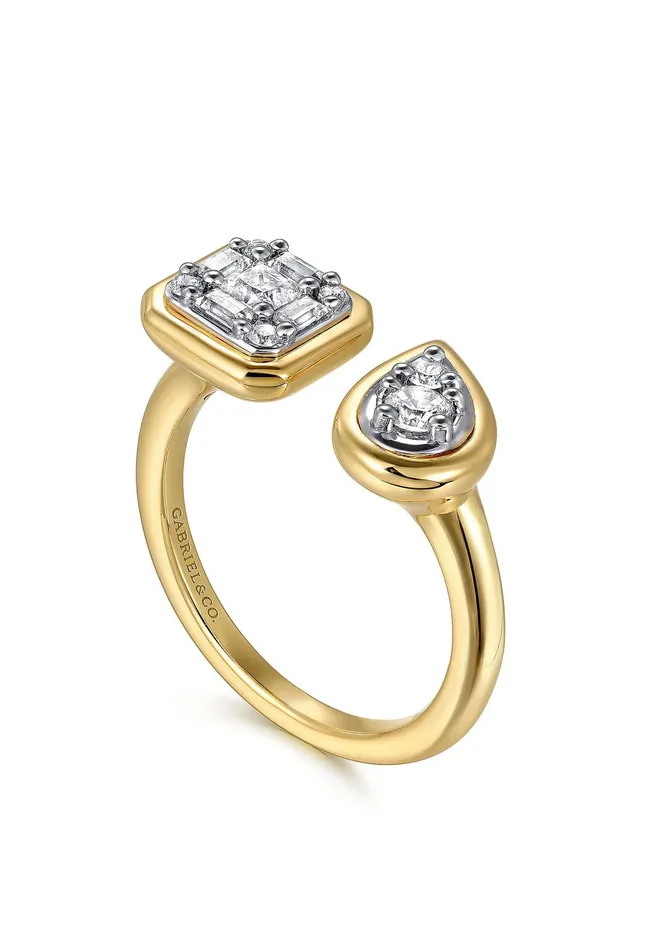 GABRIEL CO Rings GABRIEL Co14K White and Yellow Gold Diamond Open Ladies Ring LR52579M44JJ