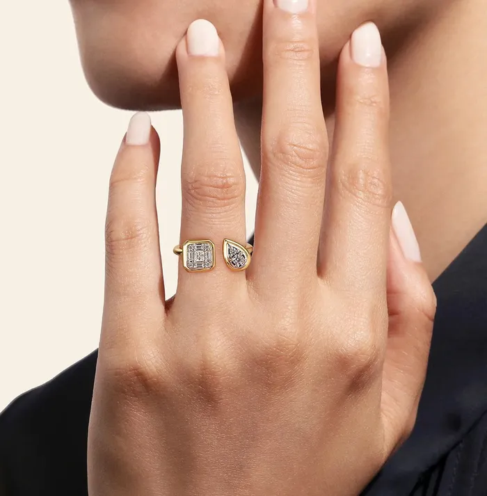 GABRIEL CO Rings GABRIEL Co14K White and Yellow Gold Diamond Open Ladies Ring LR52579M44JJ