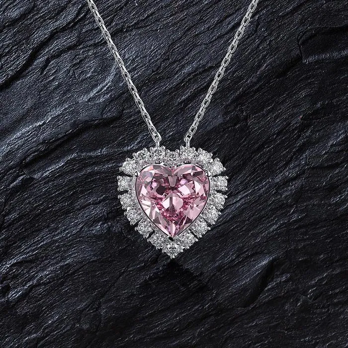 Halo Heart Cut Pink Pendant Necklace Shineofidamond Necklaces