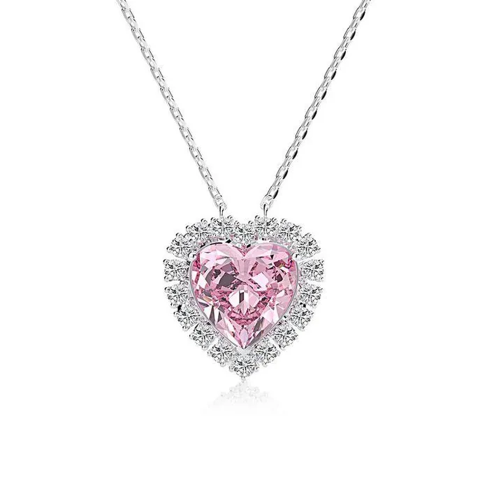Halo Heart Cut Pink Pendant Necklace Shineofidamond Necklaces Halo Heart Cut Pink Pendant Necklace Shineofidamond Necklaces