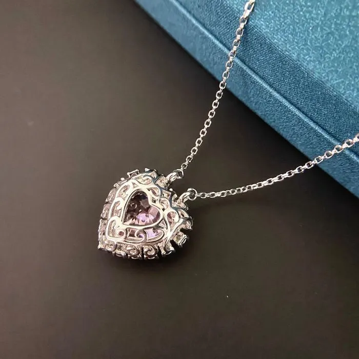 Halo Heart Cut Pink Pendant Necklace Shineofidamond Necklaces Halo Heart Cut Pink Pendant Necklace Shineofidamond Necklaces