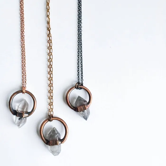 HAWKHOUSE Necklaces Anthraxolite Quartz Hoop Necklace
