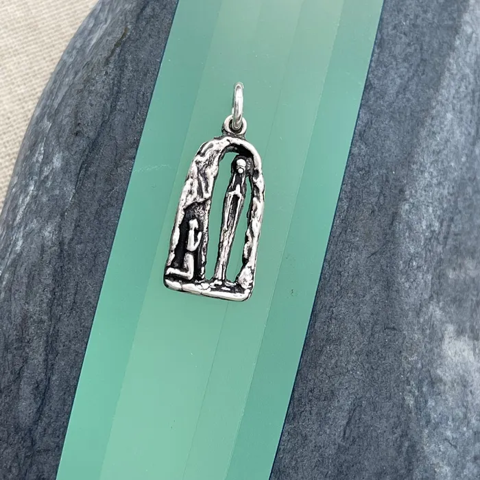 HeidiJHale Designs Miraculous Virgin Protect Us in French doublesided Charm Earrings