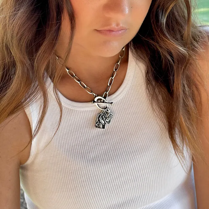 HeidiJHale Designs Miraculous Virgin Protect Us in French doublesided Charm Earrings