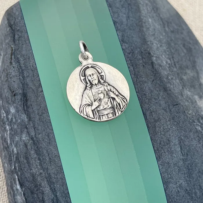 HeidiJHale Designs Miraculous Virgin Protect Us in French doublesided Charm Earrings