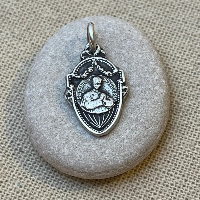 HeidiJHale Designs Miraculous Virgin Protect Us in French doublesided Charm Earrings