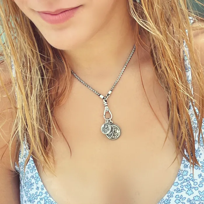 HeidiJHale Designs Miraculous Virgin Protect Us in French doublesided Charm Earrings