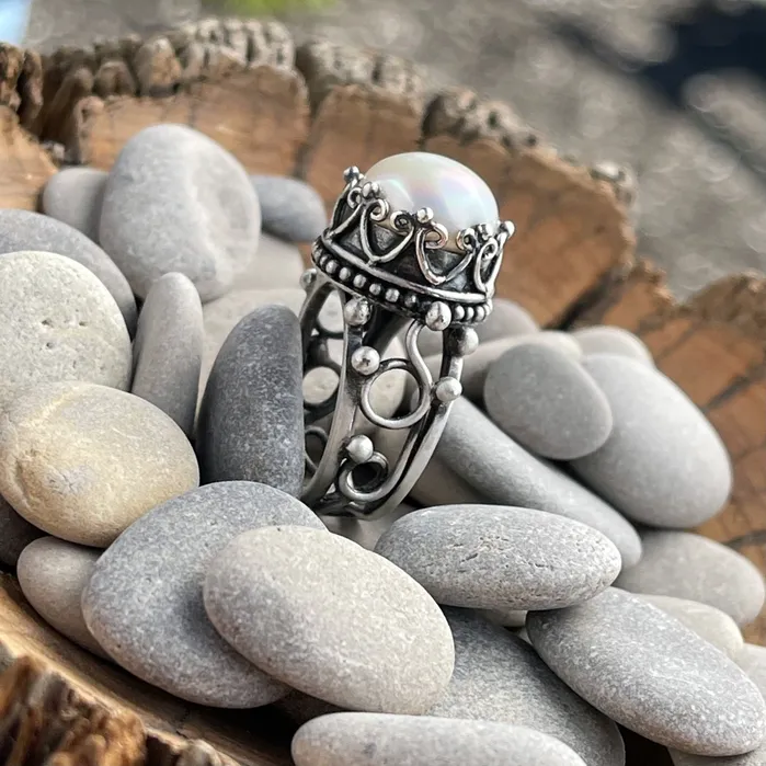 HeidiJHale Designs Rings Sterling Silver Mabe Pearl Ring