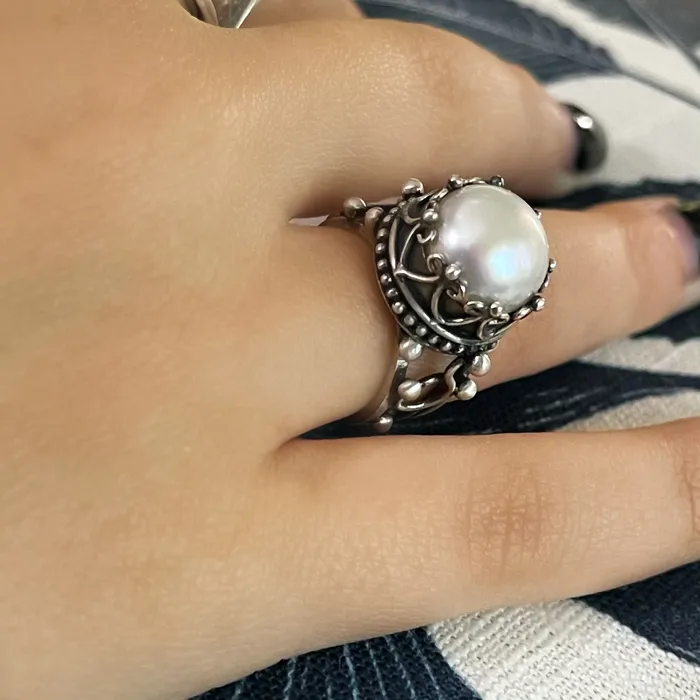 HeidiJHale Designs Rings Sterling Silver Mabe Pearl Ring