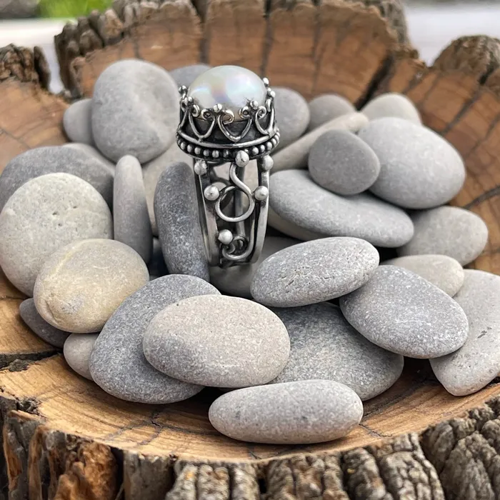 HeidiJHale Designs Rings Sterling Silver Mabe Pearl Ring