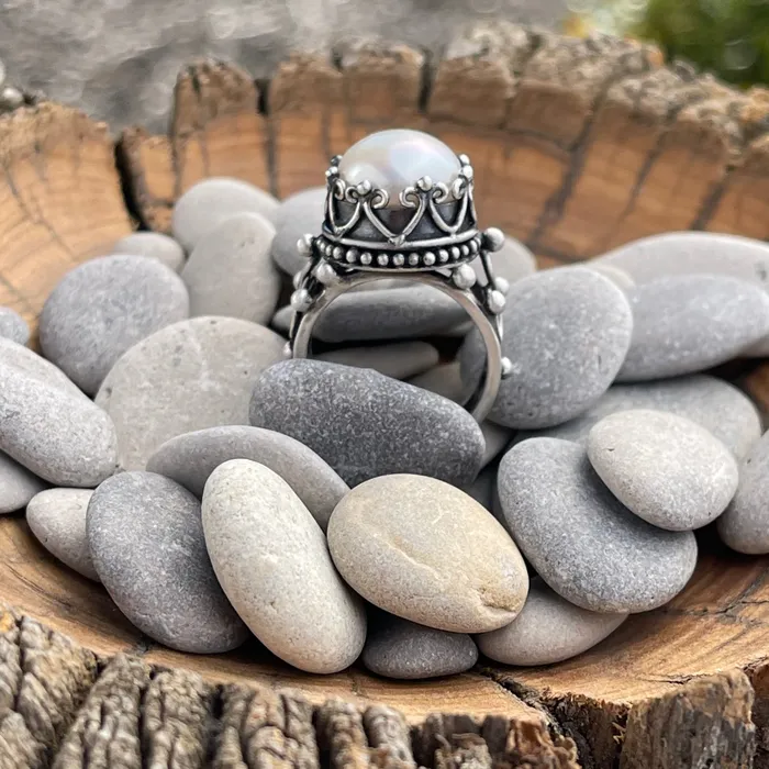 HeidiJHale Designs Rings Sterling Silver Mabe Pearl Ring