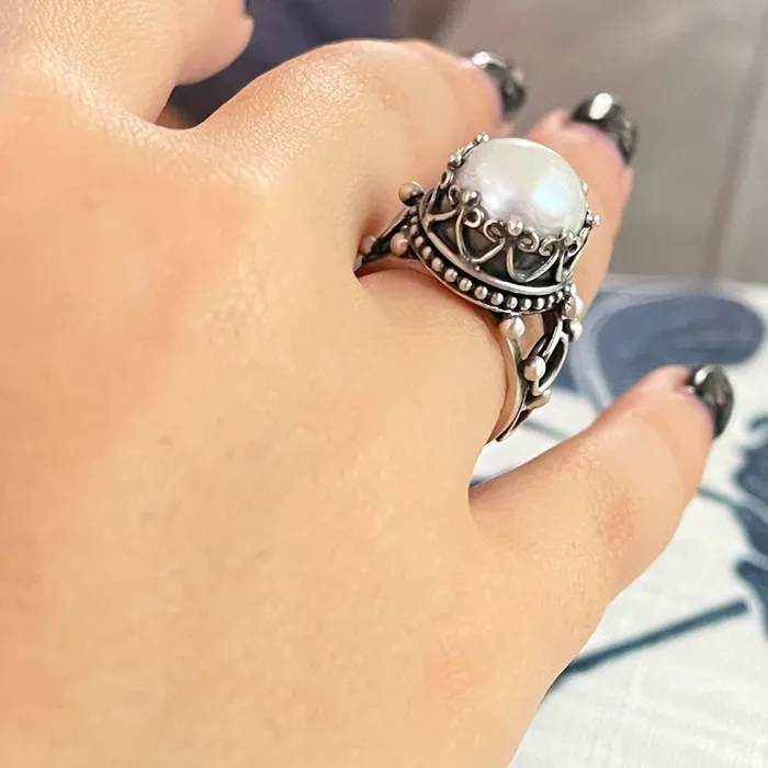 HeidiJHale Designs Rings Sterling Silver Mabe Pearl Ring