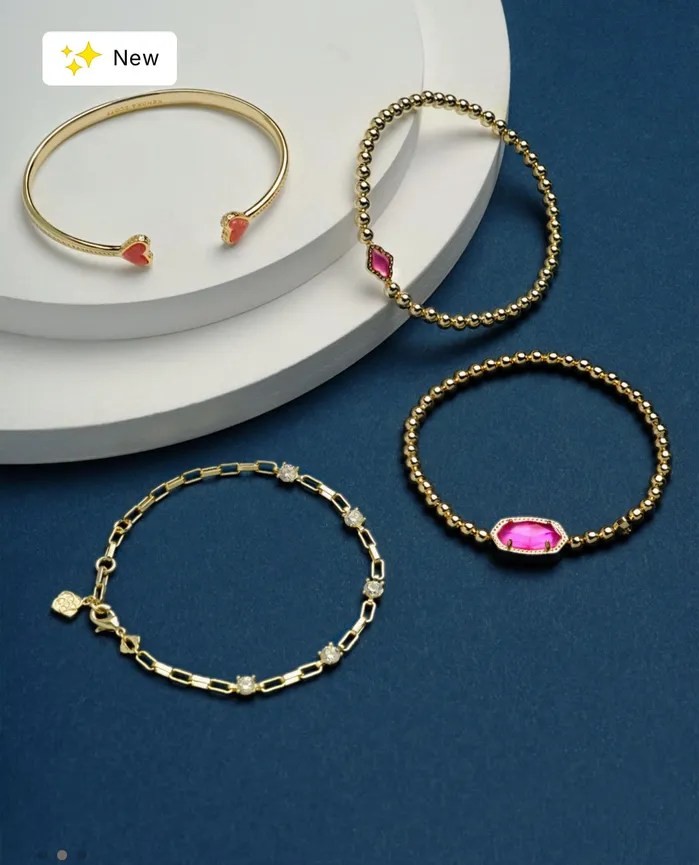 KENDRA SCOTT Abbie Gold Beaded Stretch Bracelet in Azalea Illusion 9608872989 KENDRA SCOTT Bracelets