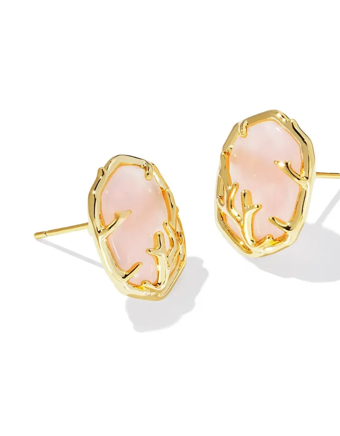 Kendra Scott Earrings KENDRA SCOTT Daphne Coral Frame Stud Earrings Gold Rose Quartz 9608867000 Kendra Scott Earrings KENDRA SCOTT Daphne Coral Frame Stud Earrings Gold Rose Quartz 9608867000
