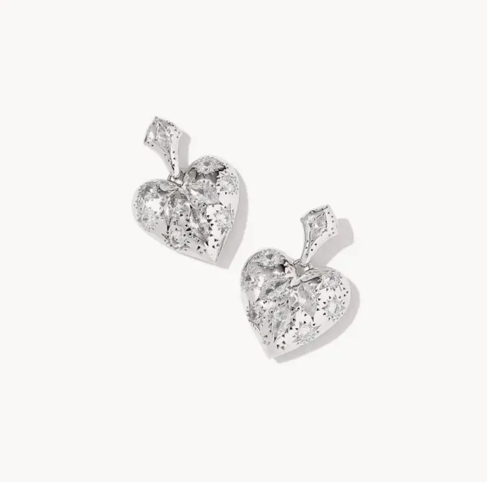 KENDRA SCOTT Earrings KENDRA SCOTT Holland Silver Heart Drop Earrings in White Crystal 9608871016 KENDRA SCOTT Earrings KENDRA SCOTT Holland Silver Heart Drop Earrings in White Crystal 9608871016