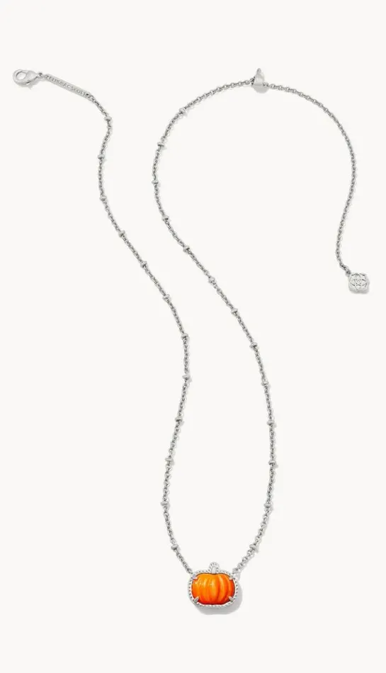 KENDRA SCOTT Necklaces KENDRA SCOTT Pumpkin Silver Short Pendant Necklace in Orange MotherofPearl 9608872824