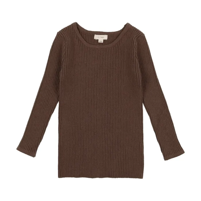 Lil Legs Earrings Lil Legs Knit Crewneck Sweater Brown