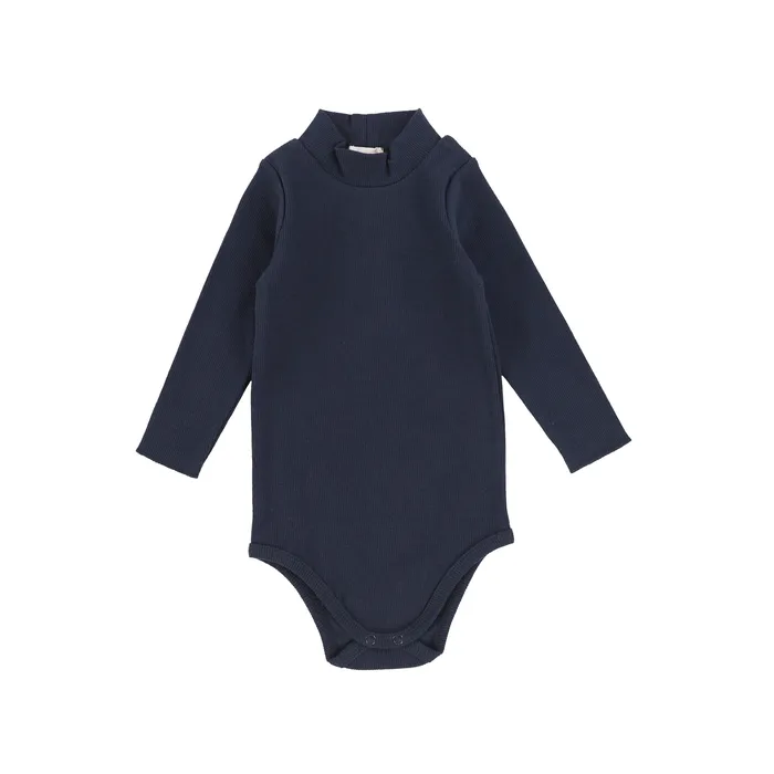 Lil Legs Earrings Lil Legs Ribbed Mock Neck Onesie Navy