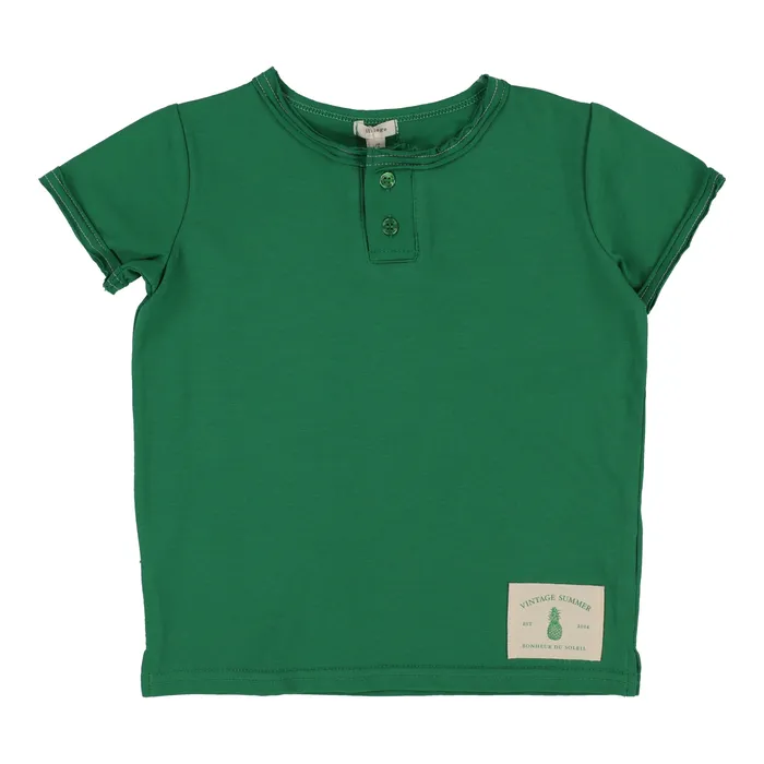 Lil Legs Lil Legs Boys Henley TShirt Green Vintage Contrast Collection Earrings
