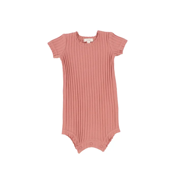 Lil Legs Lil Legs Wide Ribbed Romper Pink Coral Earrings