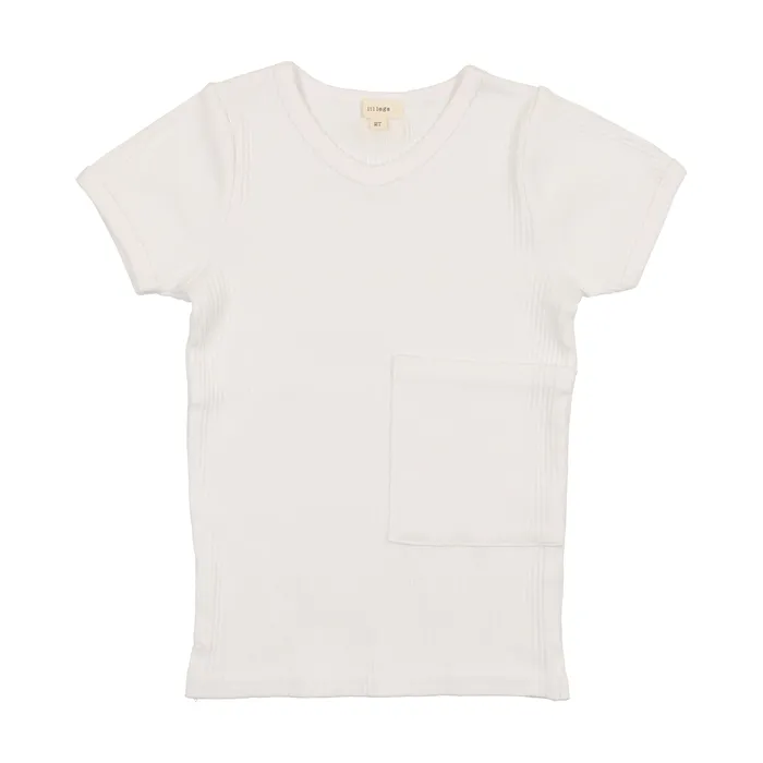 Lil Legs Necklaces Lil Legs Ribbed VTee with Pocket White