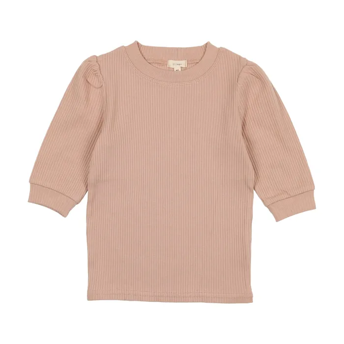 Lil Legs Ribbed Puff Sleeve TShirt Three Quarter Sleeve Pink Lil Legs Rings