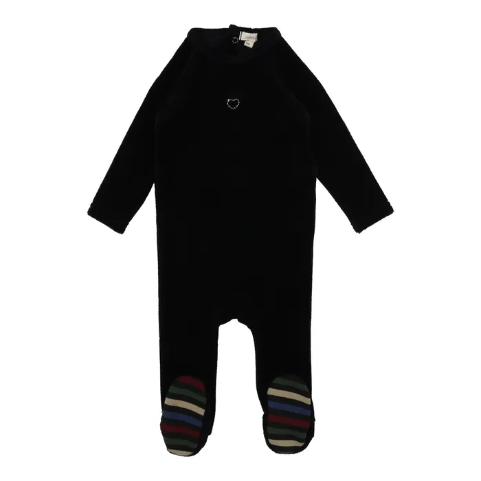 Lil Legs Rings Lil Legs Velour Rhinestone Footie Black
