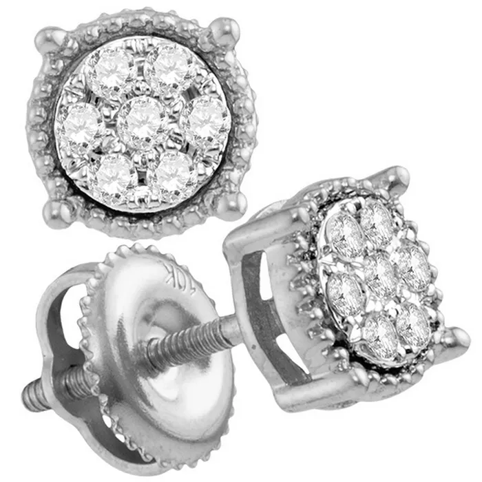 mayamila 10kt White Gold Womens Round Diamond Flower Cluster Milgrain Stud Earrings 110 Cttw Earrings mayamila 10kt White Gold Womens Round Diamond Flower Cluster Milgrain Stud Earrings 110 Cttw Earrings