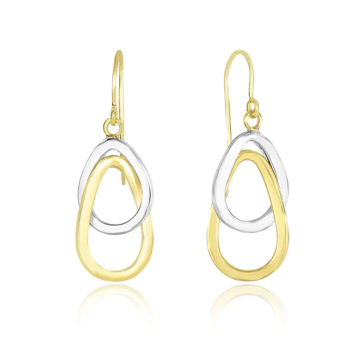 MayaMila 14k TwoTone Gold Interlaced Open Teardrop Drop Earrings Earrings MayaMila 14k TwoTone Gold Interlaced Open Teardrop Drop Earrings Earrings