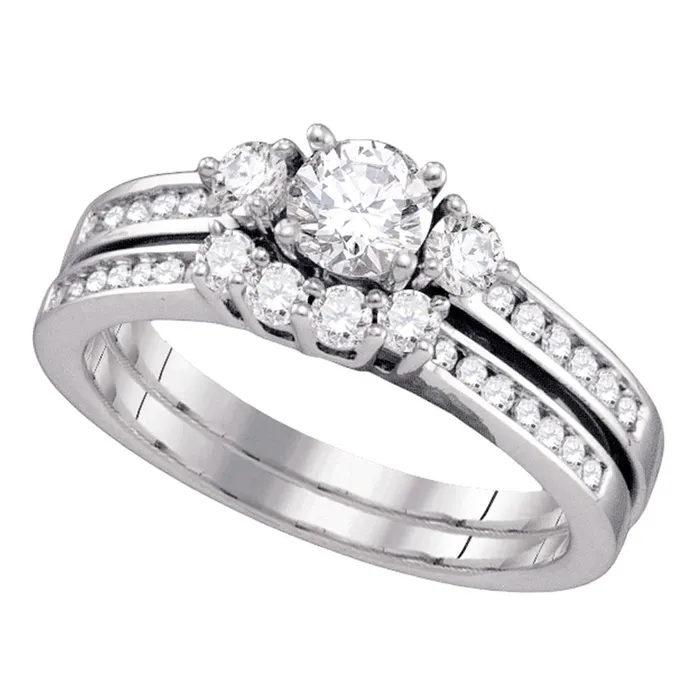 mayamila 14kt White Gold Womens Round Diamond Bridal Wedding Engagement Ring Band Set 100 Cttw Rings