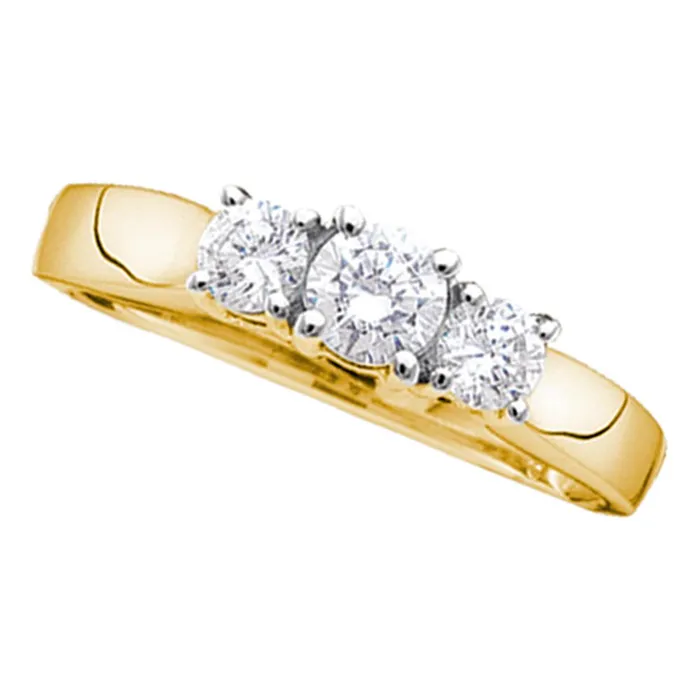 mayamila 14kt Yellow Gold Womens Round Diamond 3stone Bridal Wedding Engagement Ring 14 Cttw Rings mayamila 14kt Yellow Gold Womens Round Diamond 3stone Bridal Wedding Engagement Ring 14 Cttw Rings