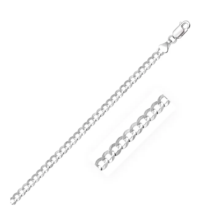 MayaMila 36mm 14k White Gold Solid Curb Bracelet Bracelets