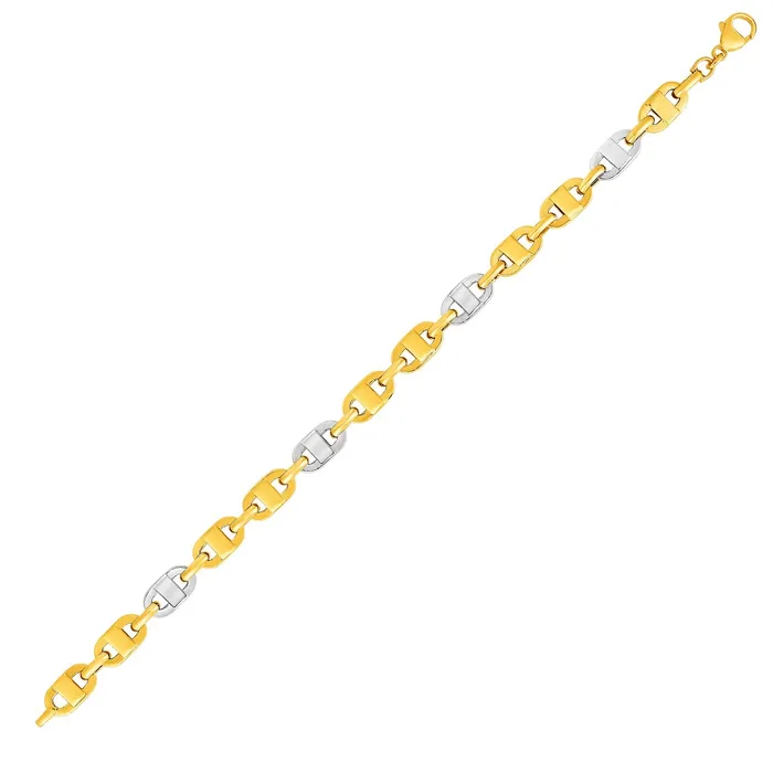 MayaMila Bracelets Mariner Motif Link Bracelet in 14k TwoTone Gold