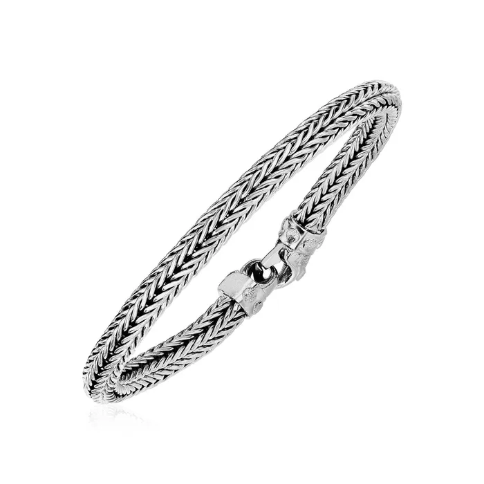 MayaMila Bracelets Wide Woven Rope Bracelet in Sterling Silver