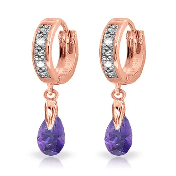 MayaMila Earrings 137 CTW 14K Solid Rose Gold Hoop Earrings Diamond Amethyst MayaMila Earrings 137 CTW 14K Solid Rose Gold Hoop Earrings Diamond Amethyst