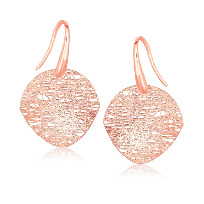 MayaMila Earrings 14k Rose Gold Fancy Textured Weave Earrings