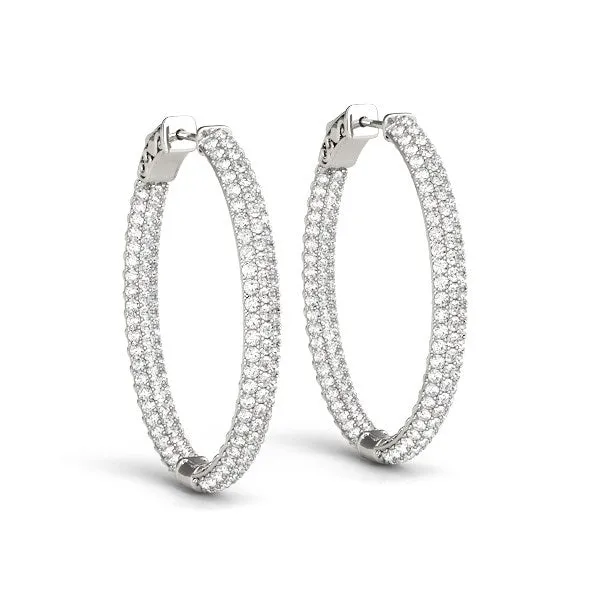 MayaMila Earrings 14k White Gold Diamond Hoop Double Sided Three Row Earrings 2 cttw MayaMila Earrings 14k White Gold Diamond Hoop Double Sided Three Row Earrings 2 cttw