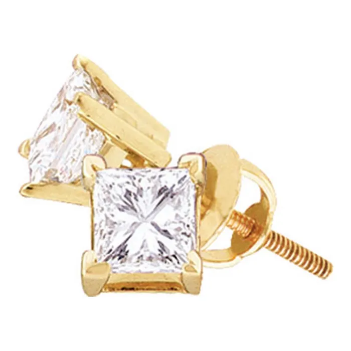 mayamila Earrings 14kt Yellow Gold Unisex Princess Diamond Solitaire Stud Earrings 34 Cttw mayamila Earrings 14kt Yellow Gold Unisex Princess Diamond Solitaire Stud Earrings 34 Cttw