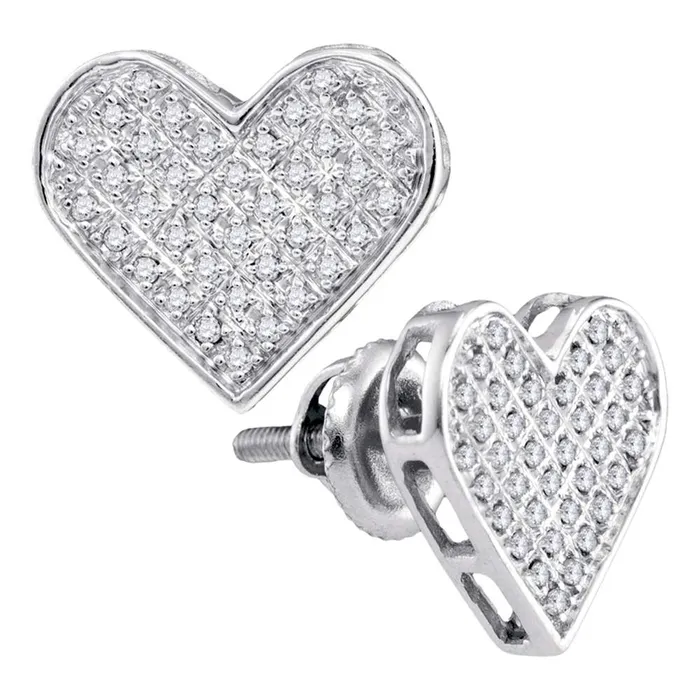 mayamila Earrings Sterling Silver Womens Round Diamond Heart Love Cluster Earrings 14 Cttw mayamila Earrings Sterling Silver Womens Round Diamond Heart Love Cluster Earrings 14 Cttw