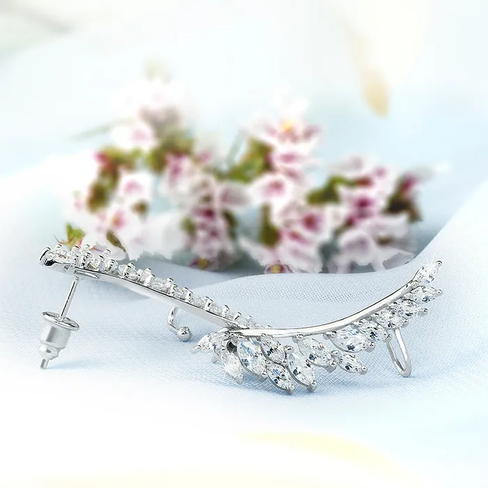 MayaMila Earrings Womens Huggie Earrings Oval Cut CZ 065 CT White Gold Plated Bridal Accessories