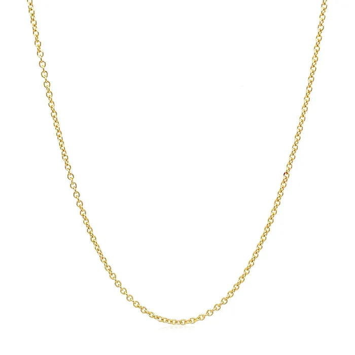 MayaMila Necklaces 14k Yellow Gold Round Cable Link Chain 13mm
