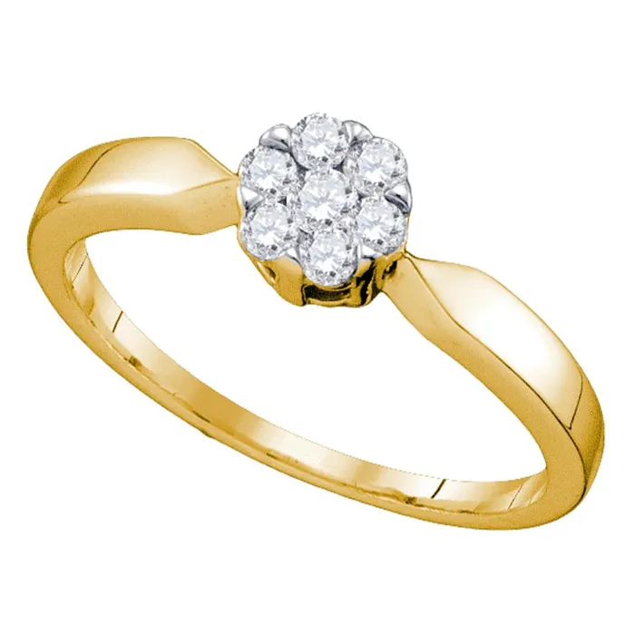 mayamila Rings 10k Yellow Gold Flower Cluster Diamond Womens Bridal Wedding Engagement Ring 14 Cttw
