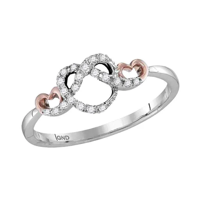 mayamila Rings 10kt Twotone White Gold Womens Round Diamond Infinity Knot Heart Ring 110 Cttw mayamila Rings 10kt Twotone White Gold Womens Round Diamond Infinity Knot Heart Ring 110 Cttw