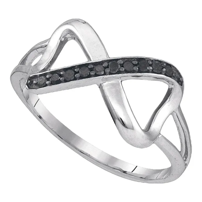 mayamila Rings 10kt White Gold Womens Round Black Color Enhanced Diamond Infinity Ring 110 Cttw mayamila Rings 10kt White Gold Womens Round Black Color Enhanced Diamond Infinity Ring 110 Cttw