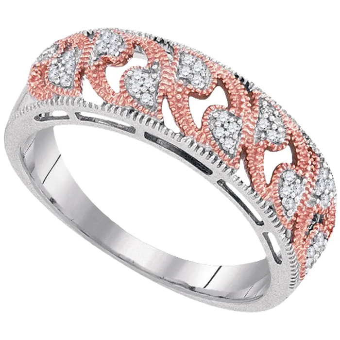 mayamila Rings 10kt White Gold Womens Round Diamond 2tone Rose Band Ring 110 Cttw